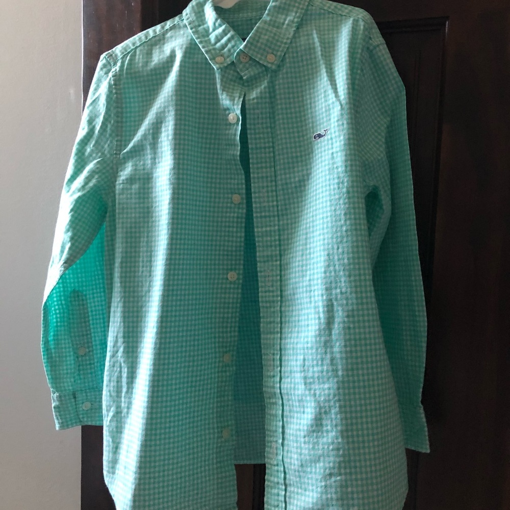 Teal and white Vineyard Vines button down